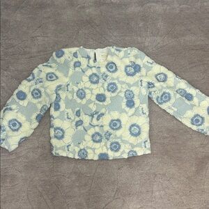 Sezane Blue and Cream Floral Sweater